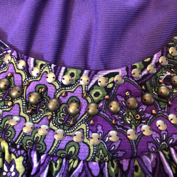 Apt.9 Design Sheer n Beaded Overlay Purple Blouse - Picture 4 of 8